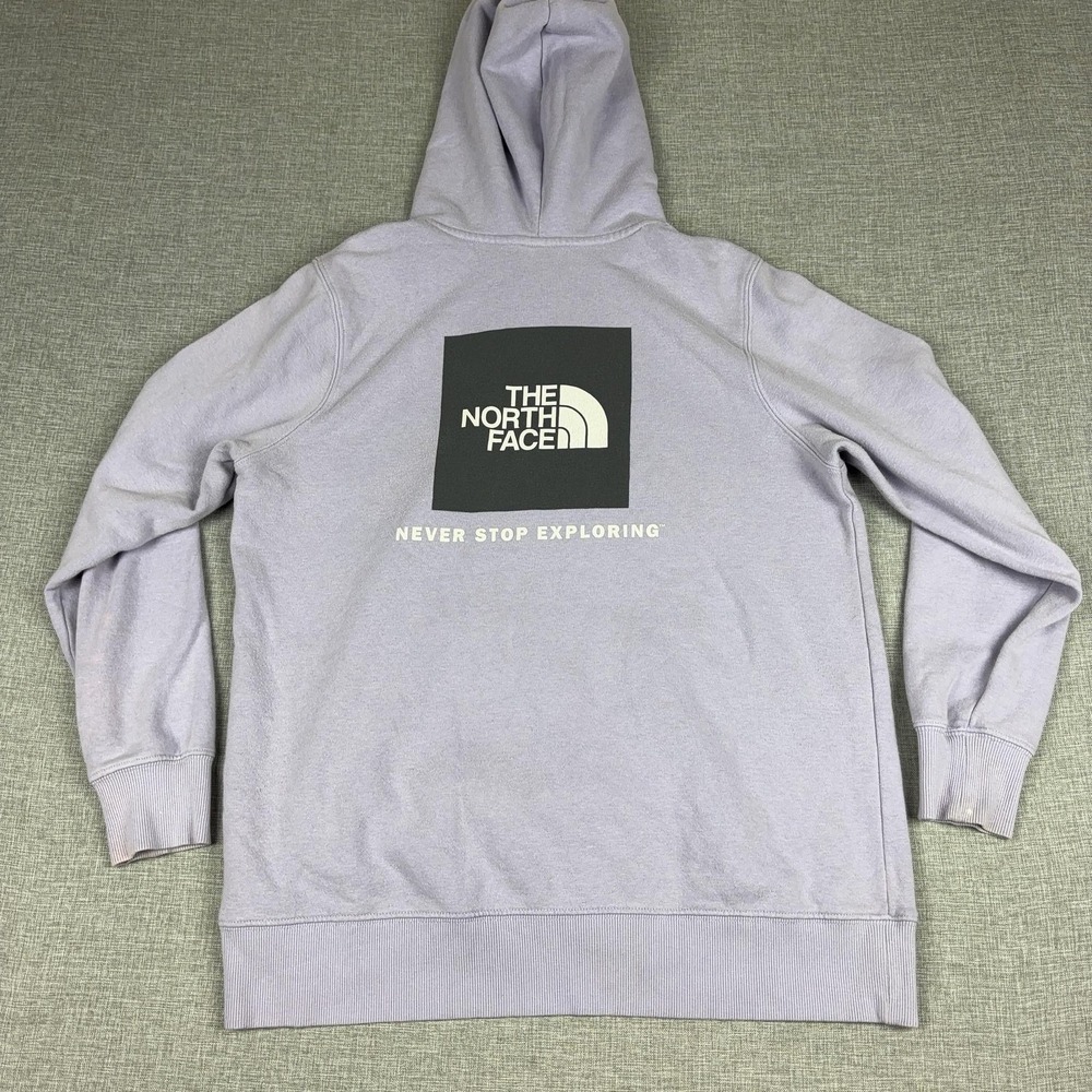 The North Face Hoodie Womens Large Purple Pullover Logo Kangaroo Pocket Fleece